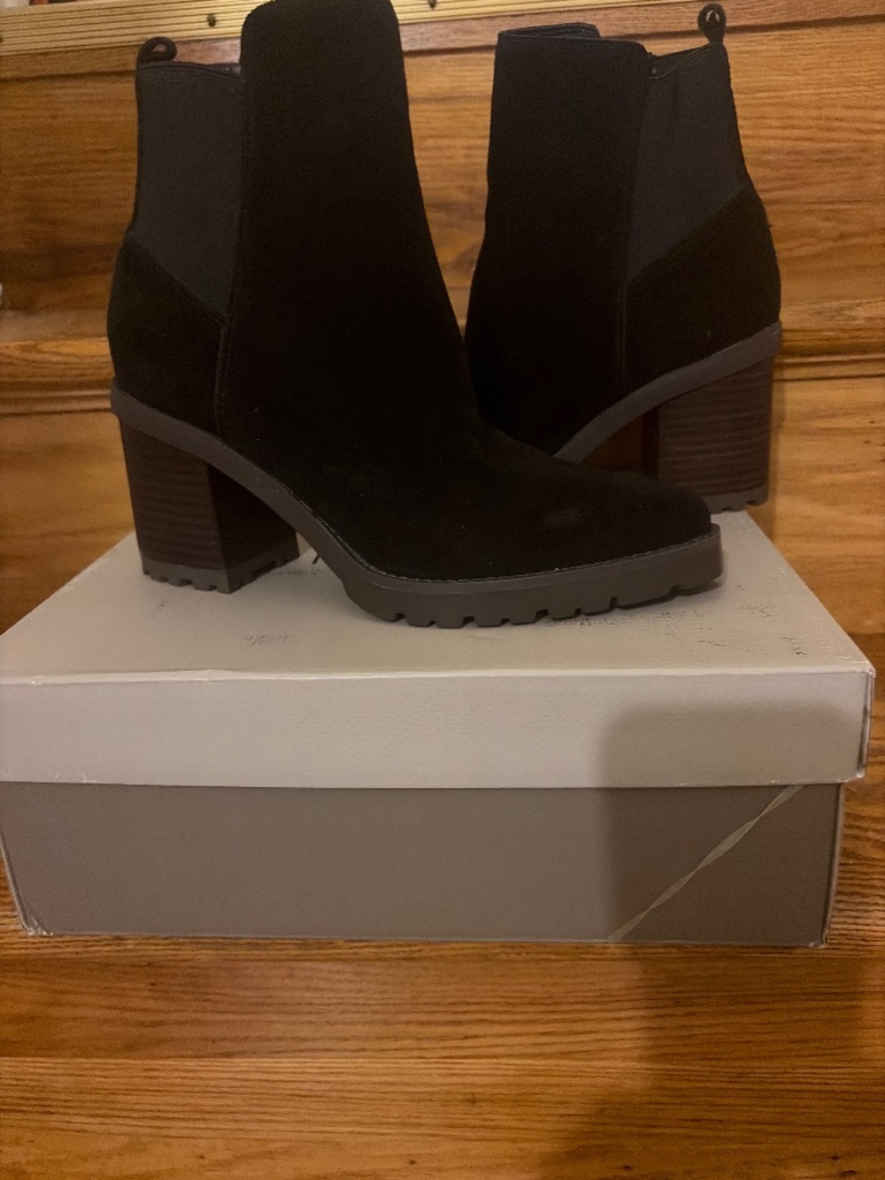 Franco Sarto Black suede heeled boots